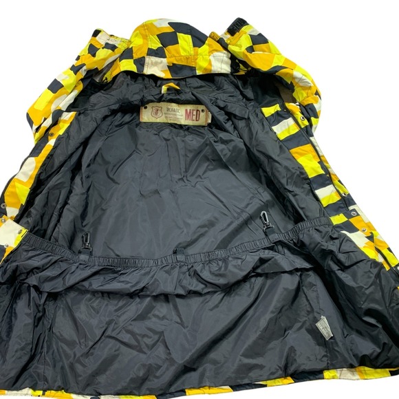 Grenade Snowboard Jacket Mens M Yellow Camo Hooded Insulated Parka Full Zip Snap - Picture 14 of 15